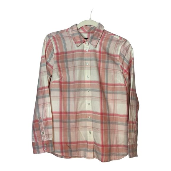 Talbots Petite Pink Plaid Button Up Shirt Blouse Long Sleeve Small NWT - Picture 4 of 8